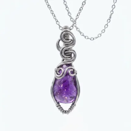گردنبند استیل سنگ آمیتیست بنفش (ویولا / Viola)