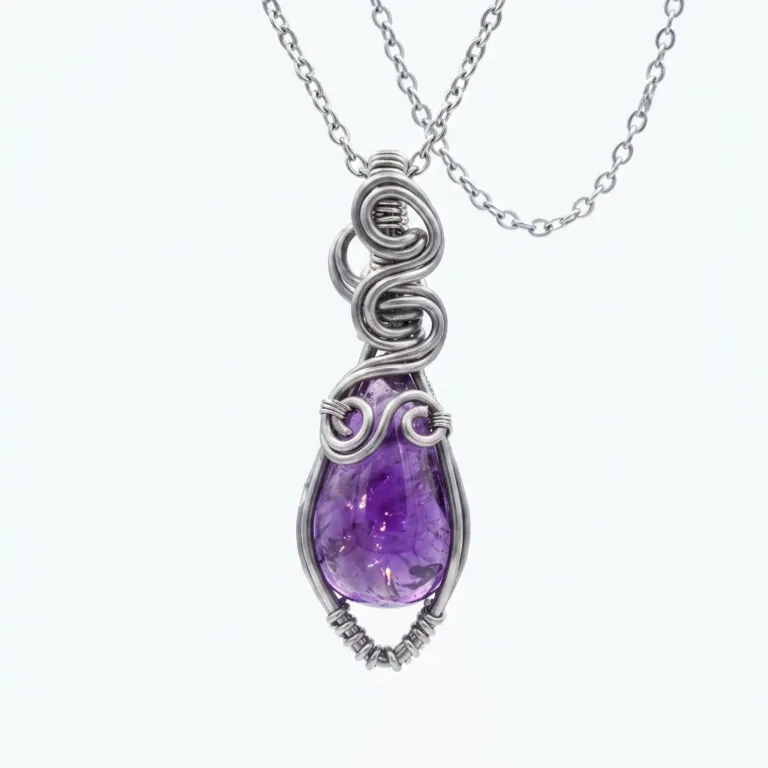 گردنبند استیل سنگ آمیتیست بنفش (ویولا / Viola)