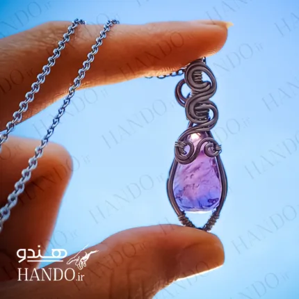 گردنبند استیل سنگ آمیتیست بنفش (ویولا / Viola)
