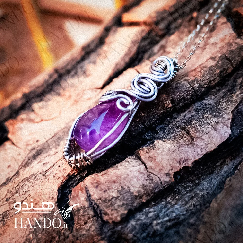 گردنبند استیل سنگ آمیتیست بنفش (ویولا / Viola) گردنبند استیل سنگ آمیتیست بنفش (ویولا / Viola)