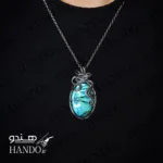 گردنبند استیل سنگ لابرادوریت آبی (لابرادورا / Labradora)