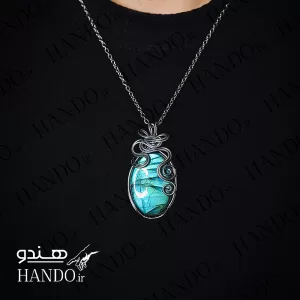 گردنبند استیل سنگ لابرادوریت آبی (لابرادورا / Labradora)
