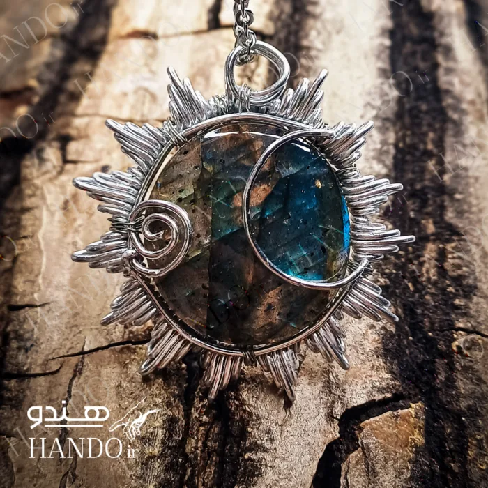 گردنبند استیل سنگ مونسان / Moonsun ( لابرادوریت آبی ) - تصویر 5