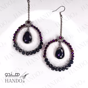گوشواره استیل نگین بنفش
