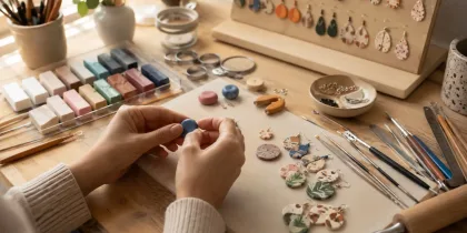 اکسسوری دست‌ساز از خمیر پلیمری Polymer Clay با مهره‌های رنگی